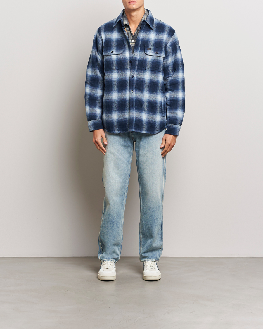 Herr | Jackor | Nudie Jeans | Glenn Padded Checked Shirt Jacket Blue