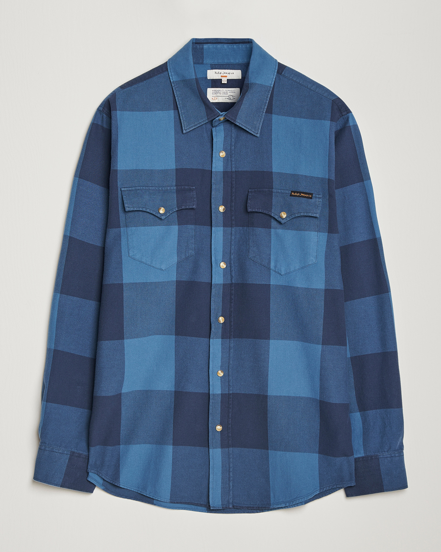 Herr | Skjortor | Nudie Jeans | George Checked Flannel Shirt Blue