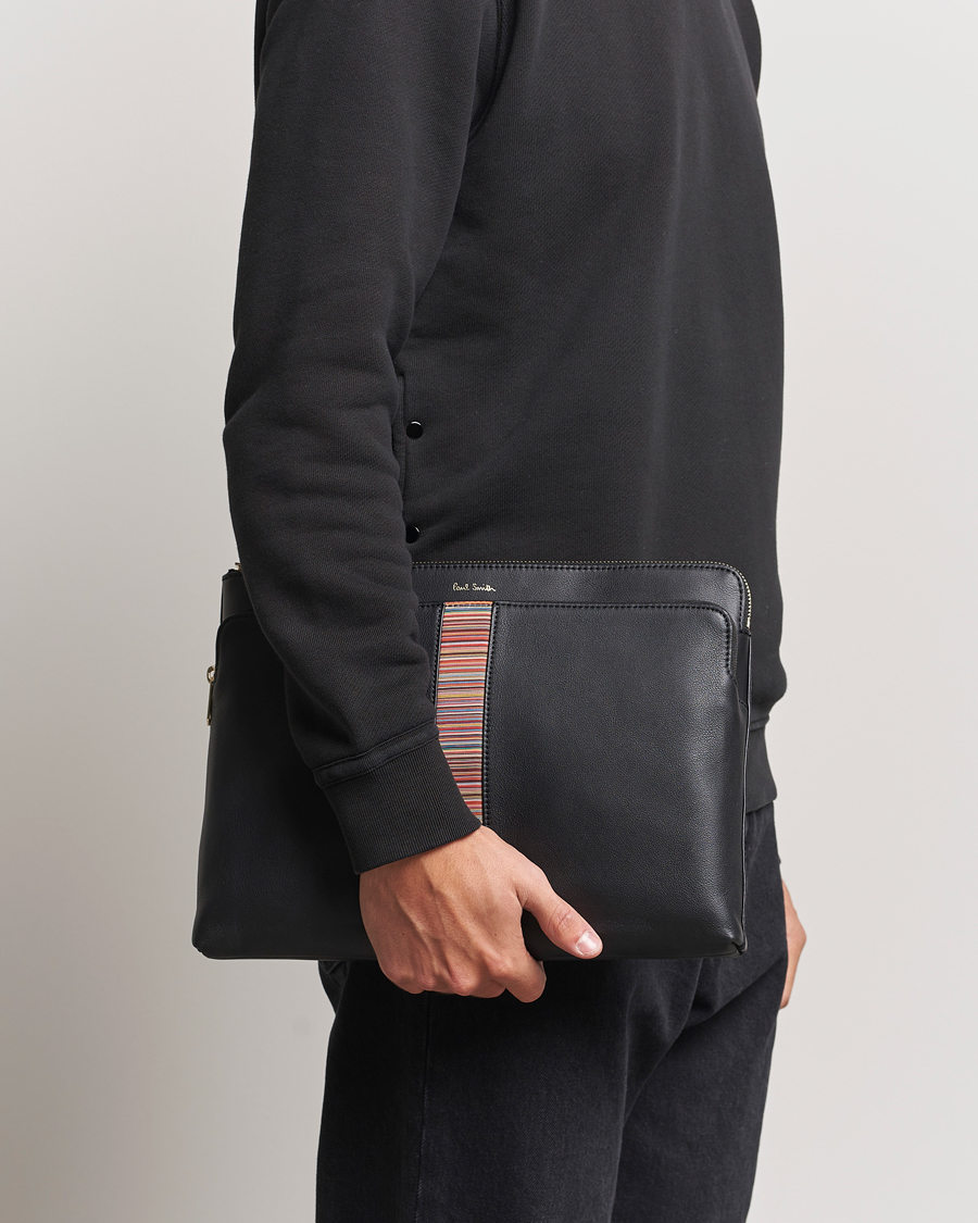 Herr | Paul Smith Leather Stripe Document Case Black | Paul Smith | Leather Stripe Document Case Black