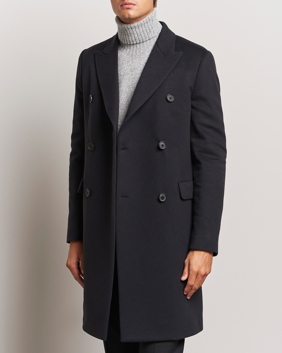 Herr | Jackor | Paul Smith | Wool/Cashmere Double Breasted Coat Black