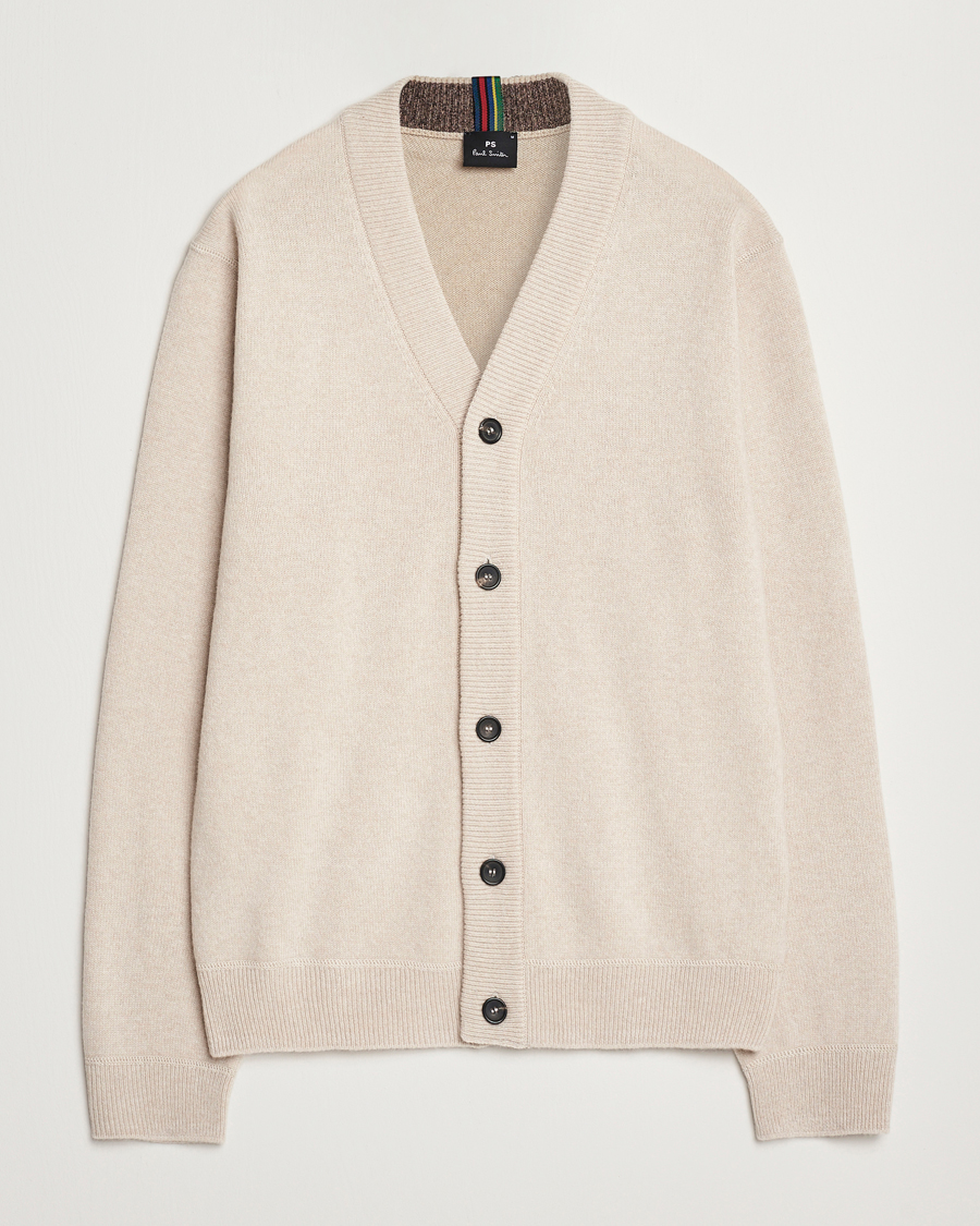Herr | Tröjor | PS Paul Smith | Merino Wool Cardigan Off White