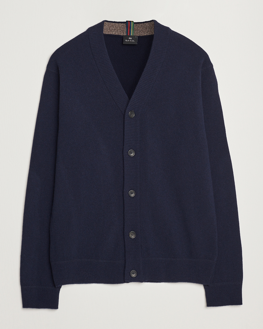 Herr | Tröjor | PS Paul Smith | Merino Wool Cardigan Navy