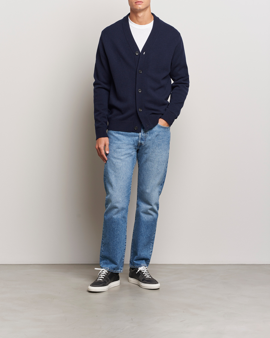 Herr | Tröjor | PS Paul Smith | Merino Wool Cardigan Navy