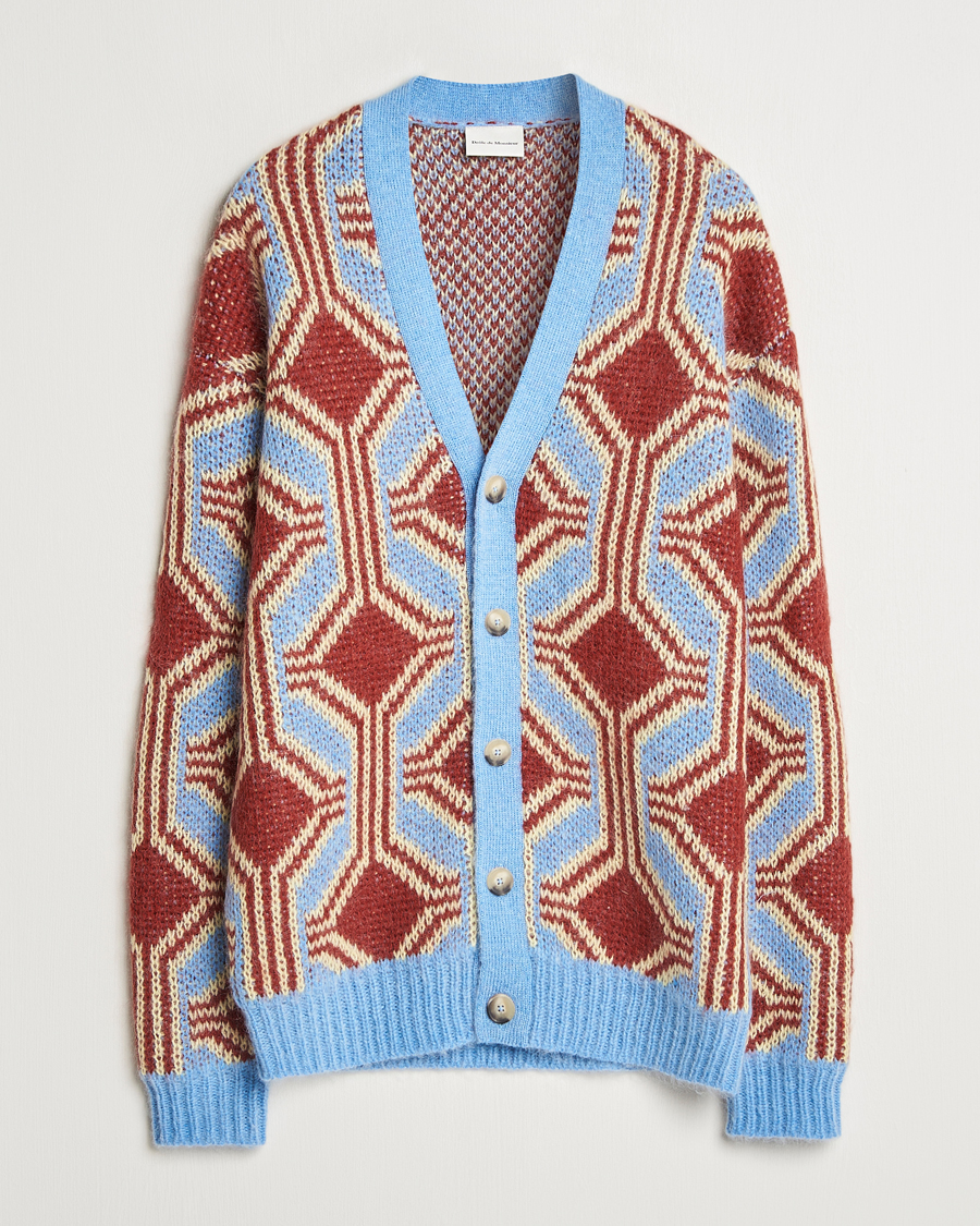 Herr | Tröjor | Drôle de Monsieur | Geometric Mohair Cardigan Red/Blue