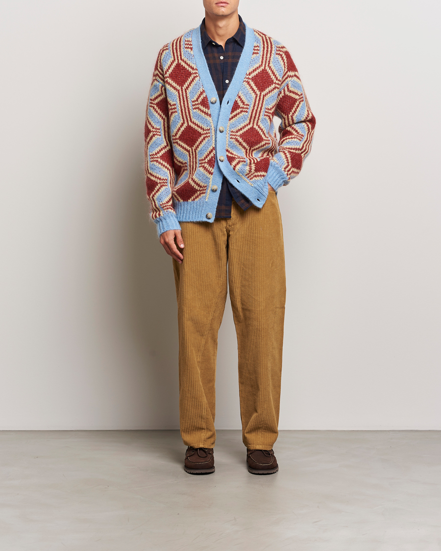 Herr | Tröjor | Drôle de Monsieur | Geometric Mohair Cardigan Red/Blue
