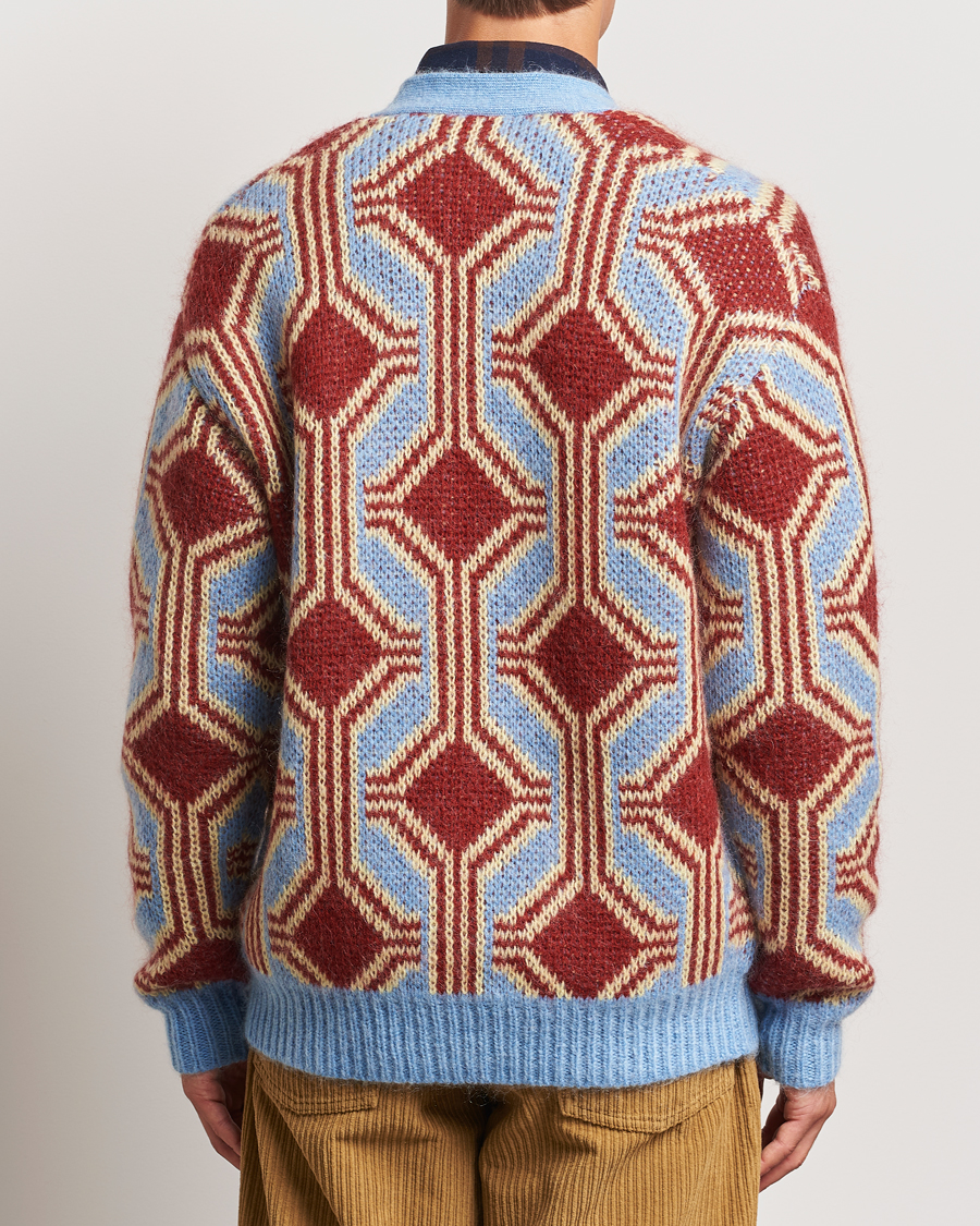 Herr | Tröjor | Drôle de Monsieur | Geometric Mohair Cardigan Red/Blue