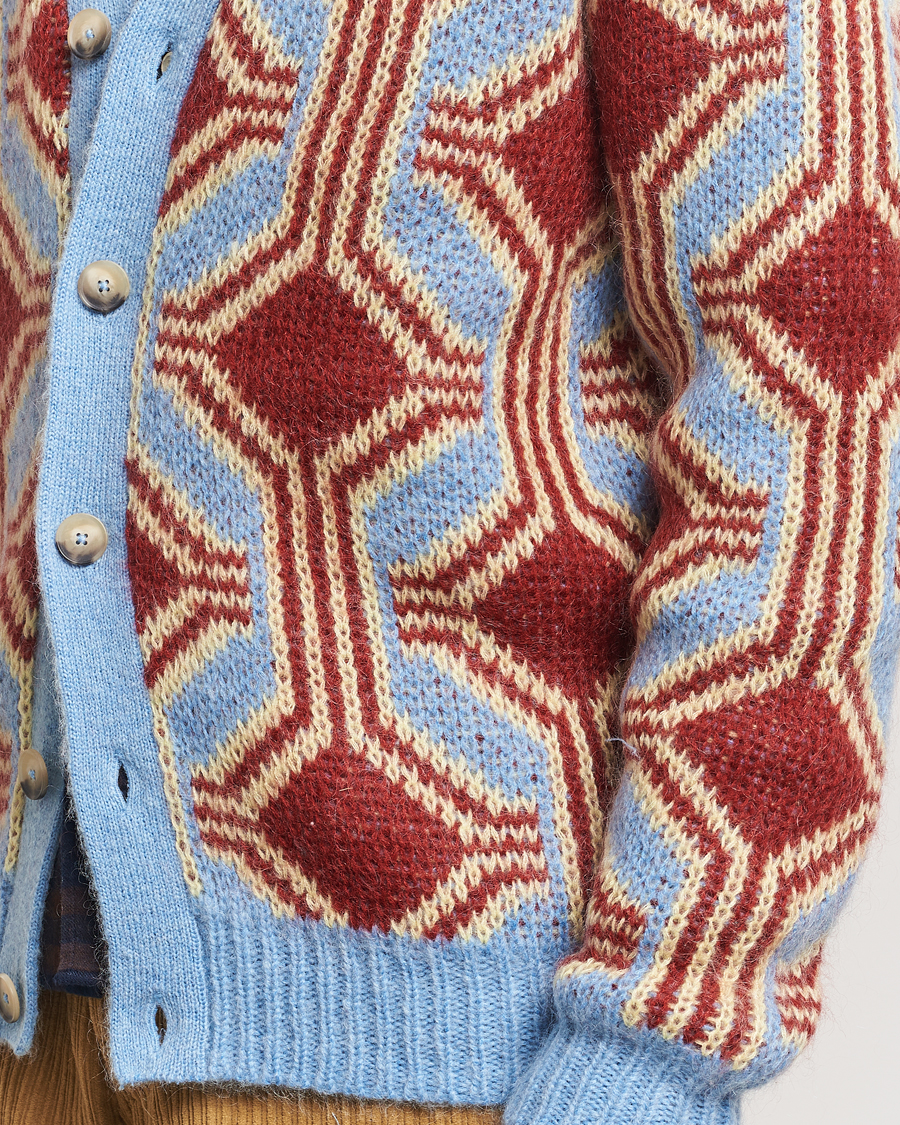 Herr | Tröjor | Drôle de Monsieur | Geometric Mohair Cardigan Red/Blue