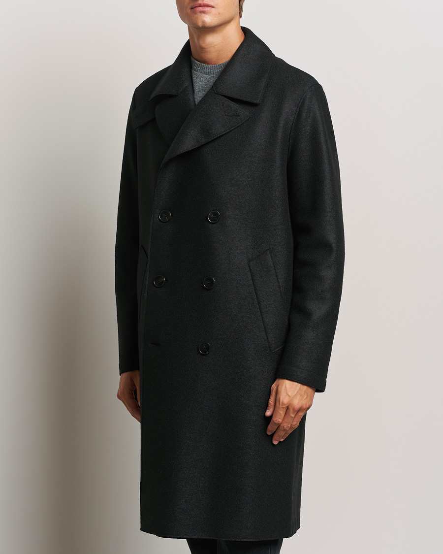 Herr | Jackor | Harris Wharf London | Pressed Wool Long Peacoat Black