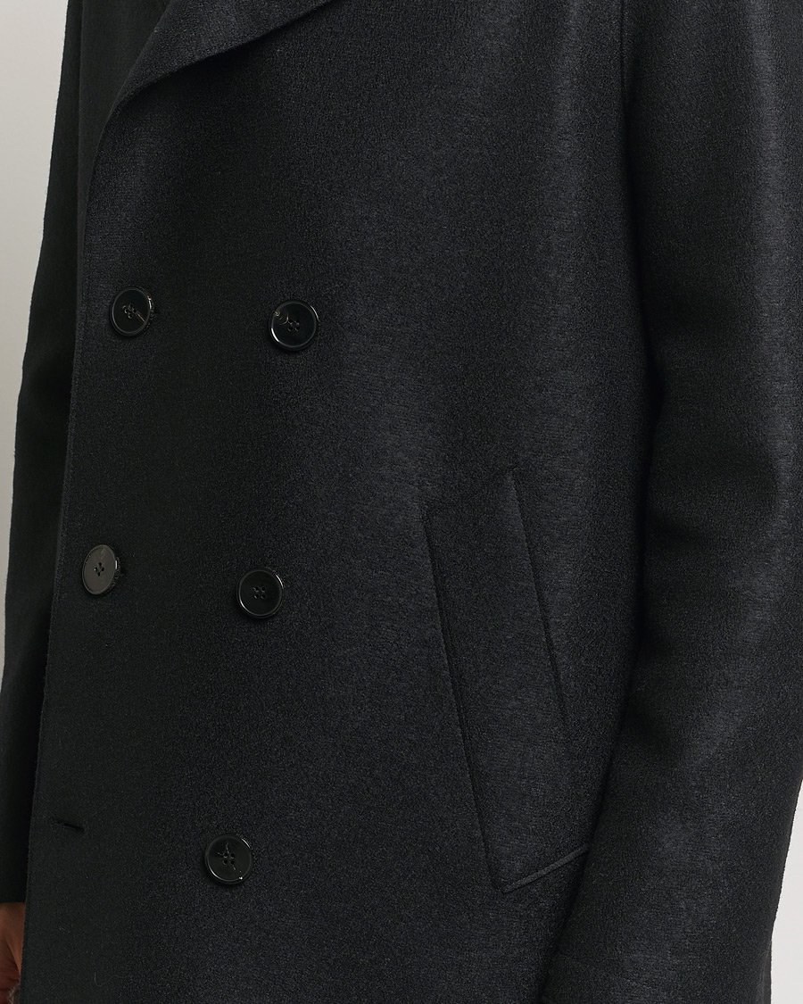 Herr | Jackor | Harris Wharf London | Pressed Wool Long Peacoat Black