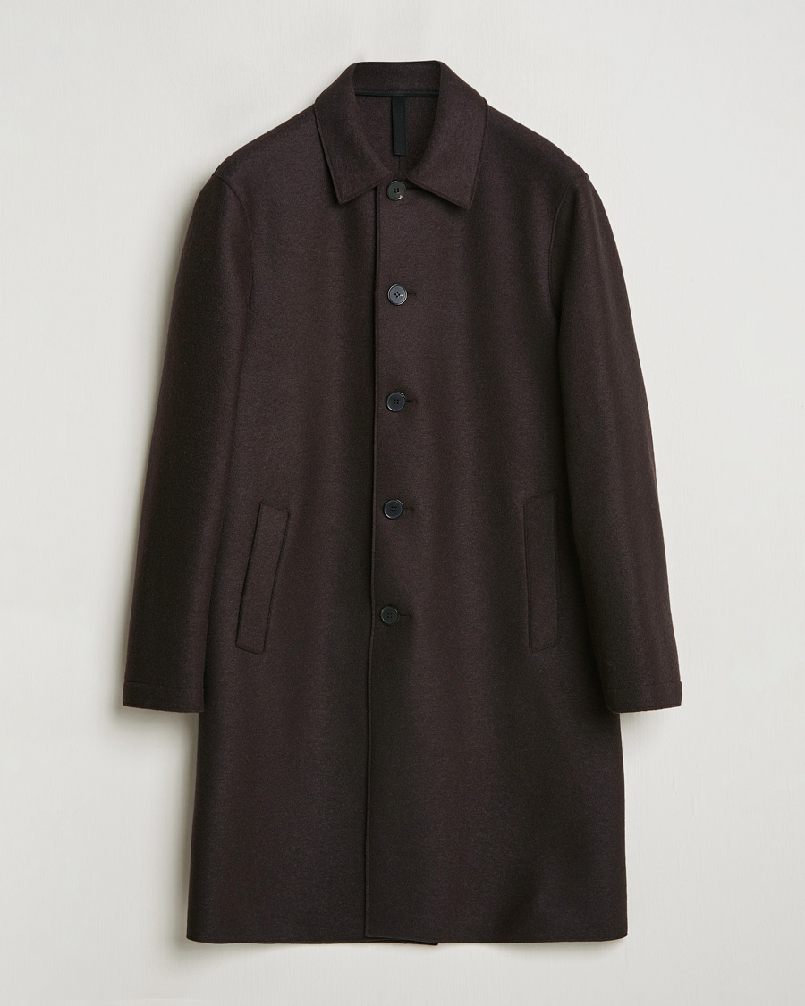 Herr | Jackor | Harris Wharf London | Pressed Wool Mac Coat Dark Brown