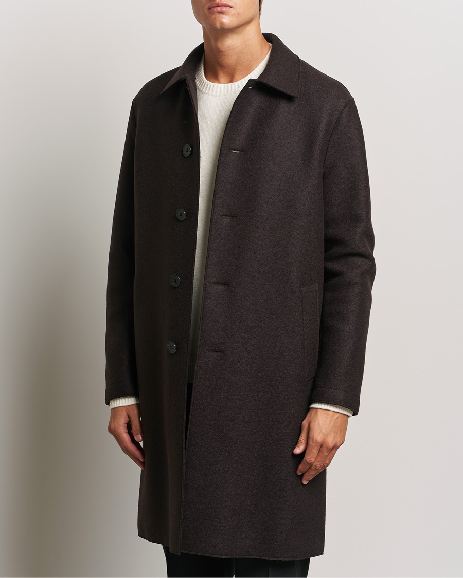 Herr | Jackor | Harris Wharf London | Pressed Wool Mac Coat Dark Brown