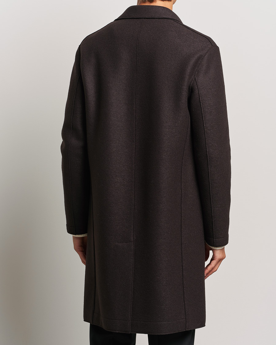 Herr | Jackor | Harris Wharf London | Pressed Wool Mac Coat Dark Brown