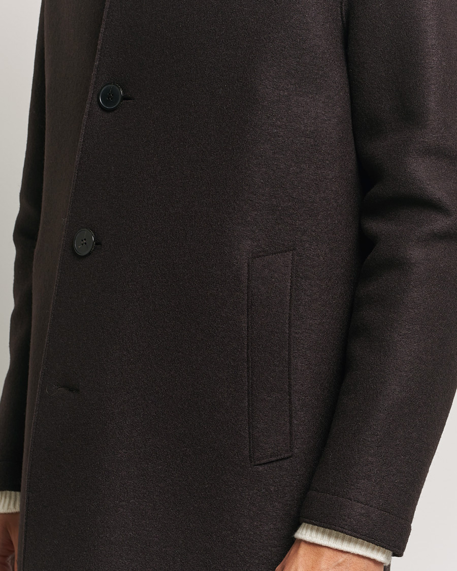 Herr | Jackor | Harris Wharf London | Pressed Wool Mac Coat Dark Brown