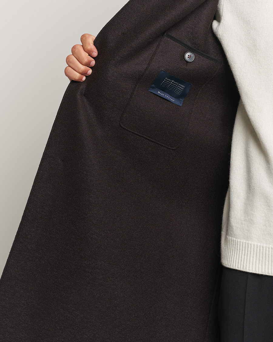 Herr | Jackor | Harris Wharf London | Pressed Wool Mac Coat Dark Brown