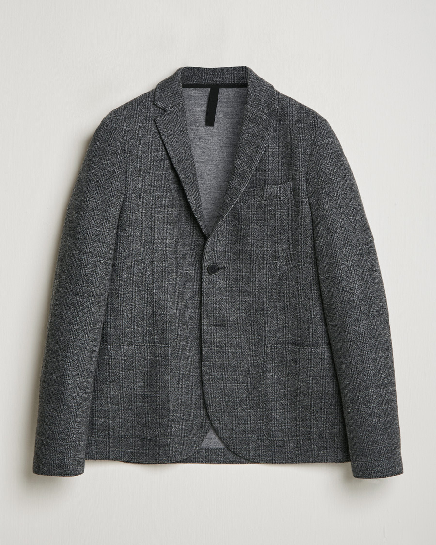 Herr | Kavajer | Harris Wharf London | Two Button Prince Of Wales Blazer Grey/Black