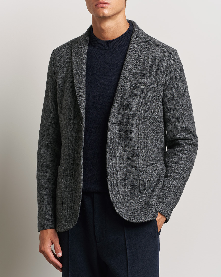 Herr | Kavajer | Harris Wharf London | Two Button Prince Of Wales Blazer Grey/Black