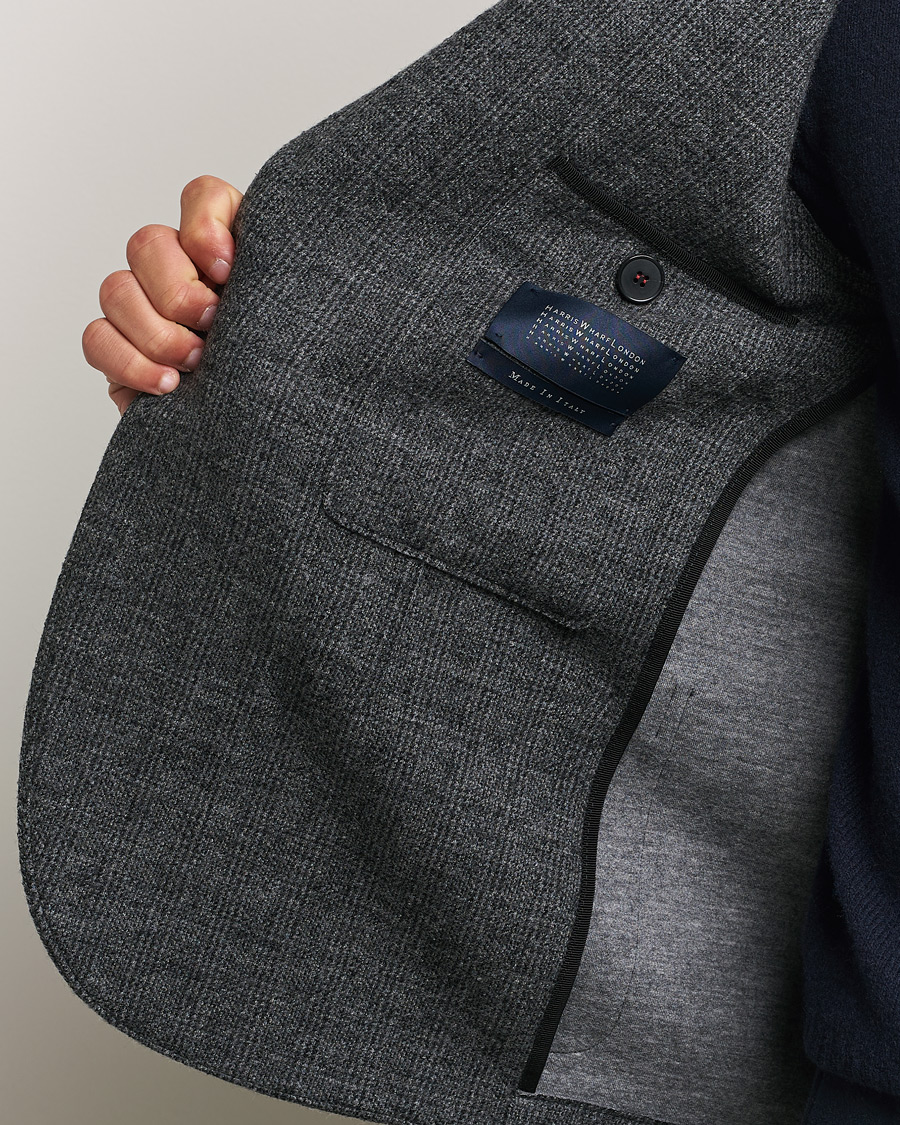 Herr | Kavajer | Harris Wharf London | Two Button Prince Of Wales Blazer Grey/Black