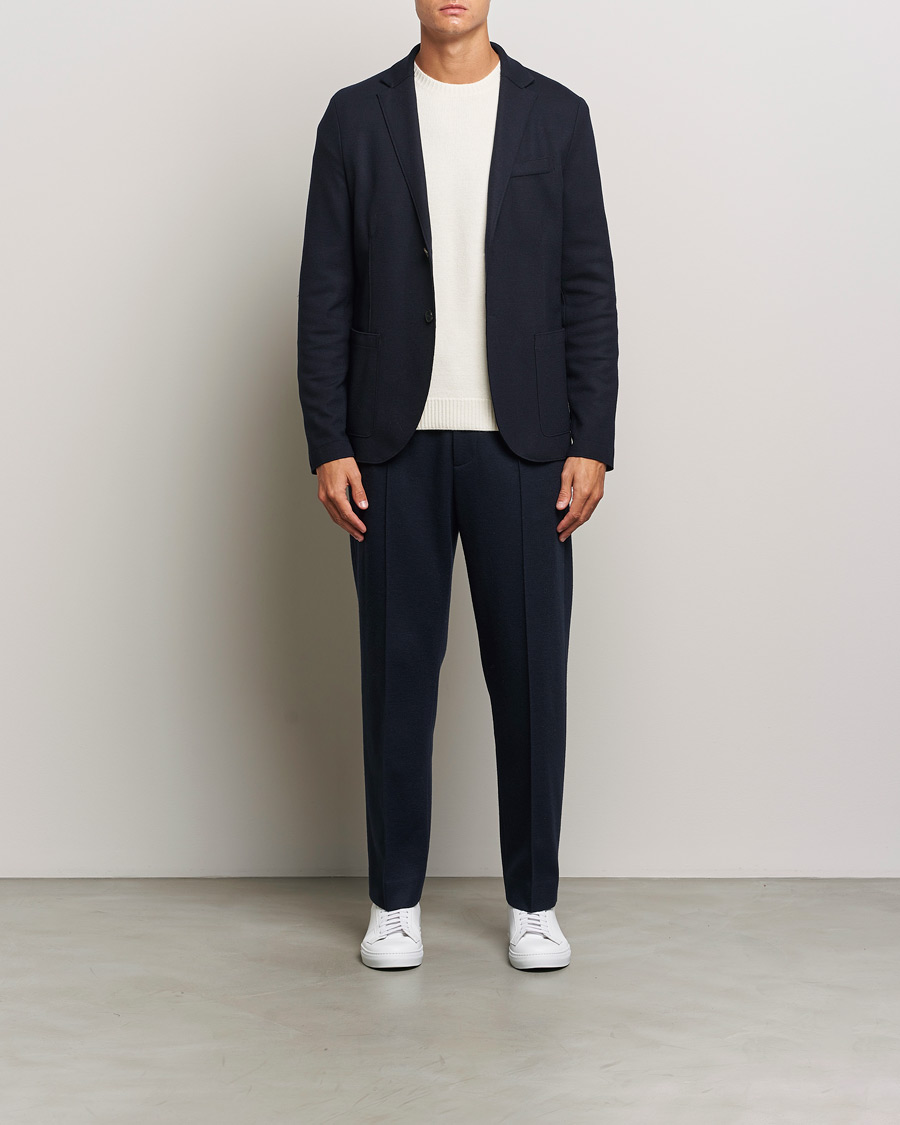 Herr | Kavajer | Harris Wharf London | Two Button Superfine Merino Blazer Navy