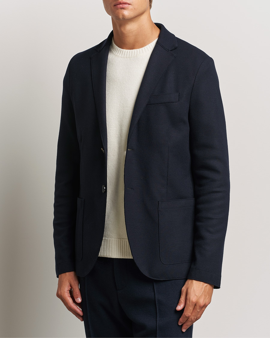 Herr | Kavajer | Harris Wharf London | Two Button Superfine Merino Blazer Navy