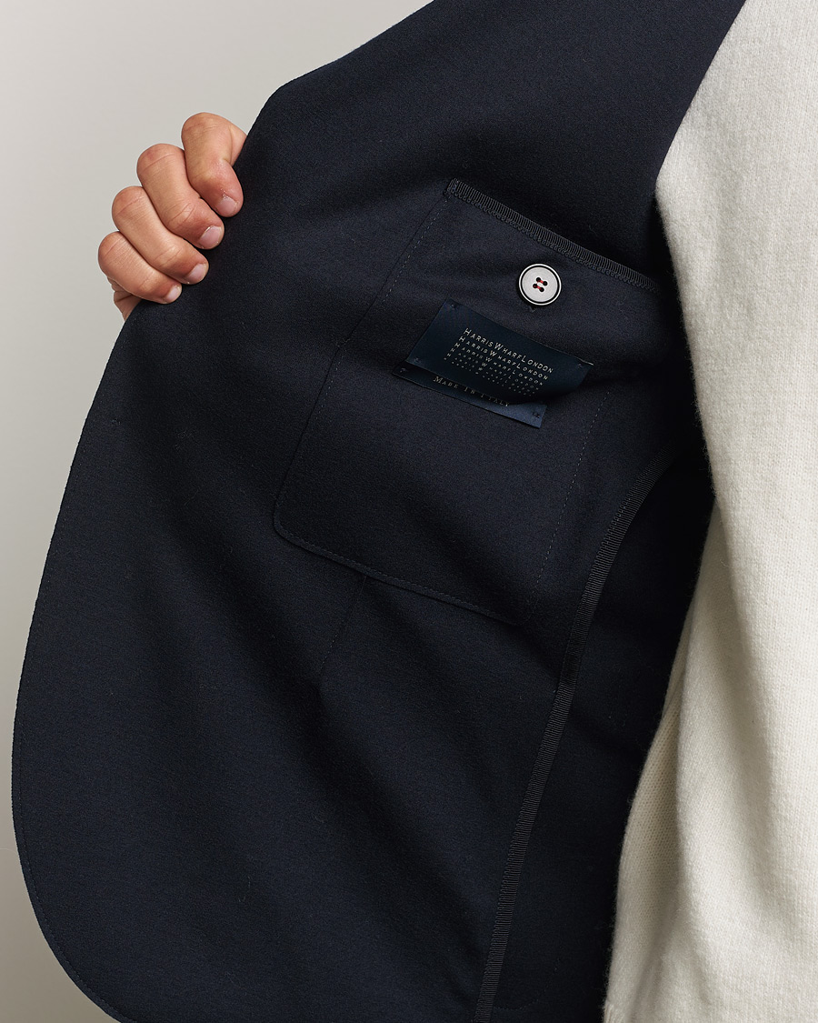 Herr | Kavajer | Harris Wharf London | Two Button Superfine Merino Blazer Navy