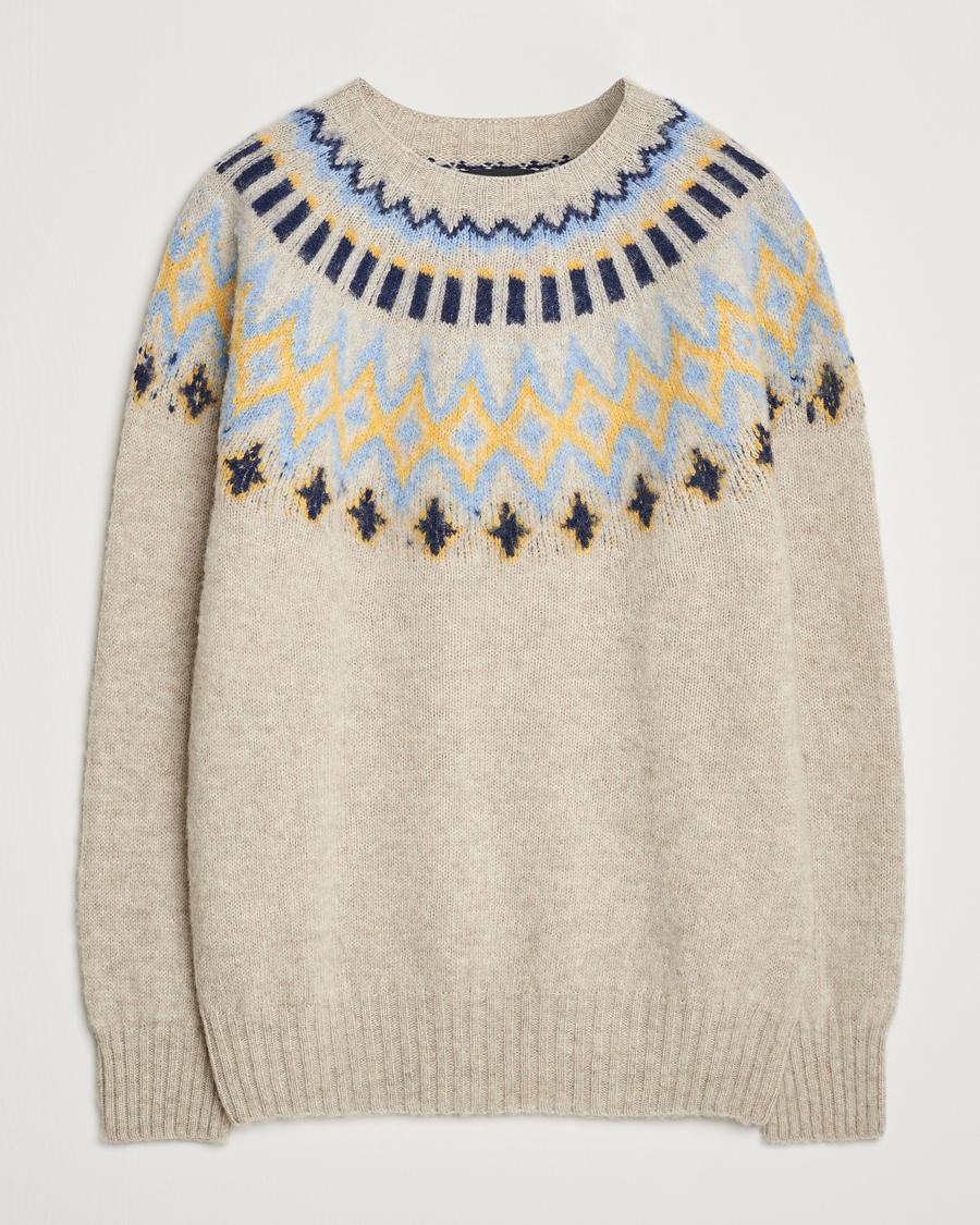 Herr | Tröjor | Howlin' | Brushed Wool Fair Isle Crew Sweater Cosmic Latte