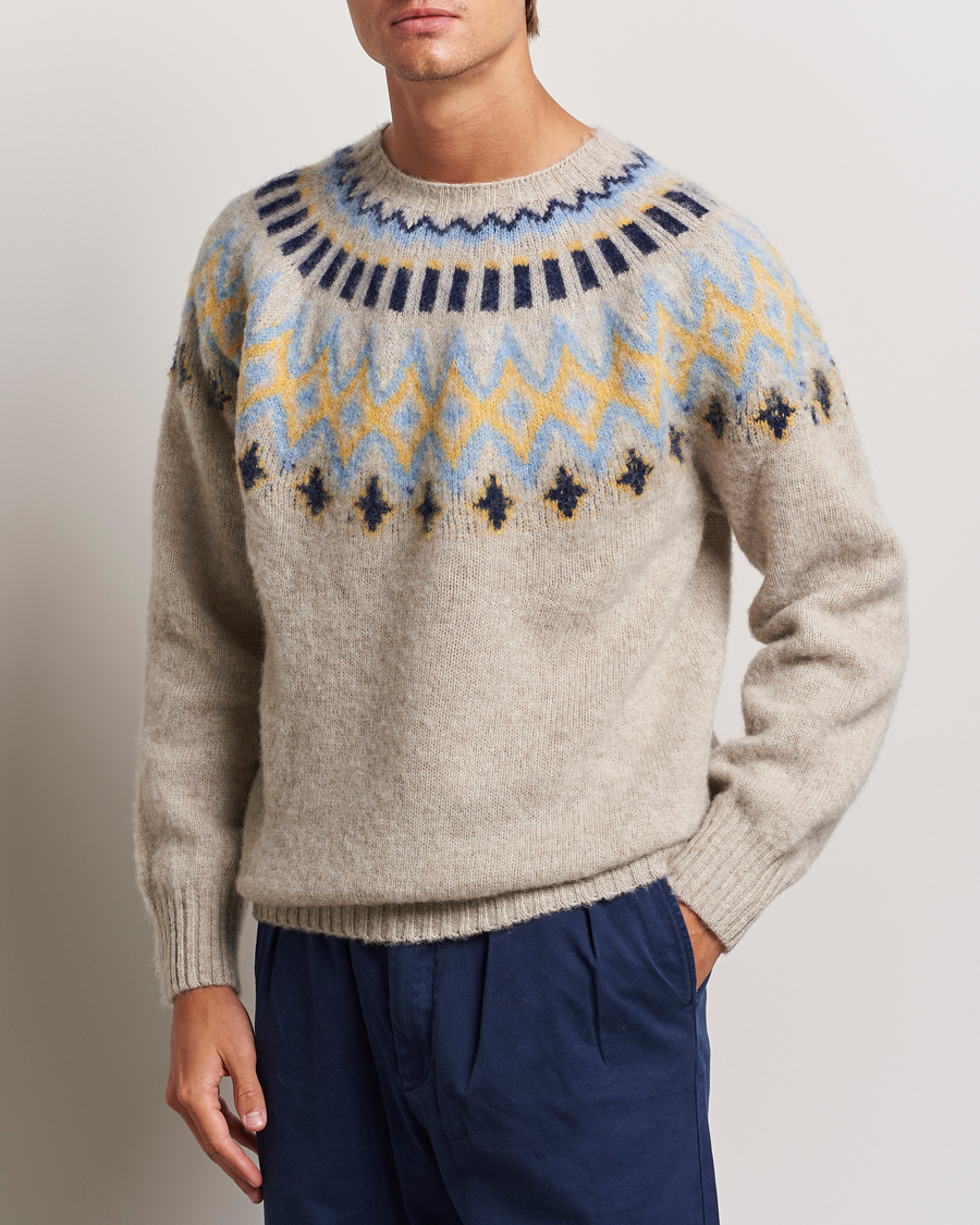 Herr | Tröjor | Howlin' | Brushed Wool Fair Isle Crew Sweater Cosmic Latte
