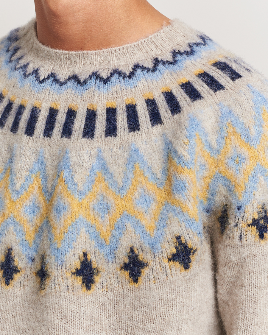 Herr | Tröjor | Howlin' | Brushed Wool Fair Isle Crew Sweater Cosmic Latte
