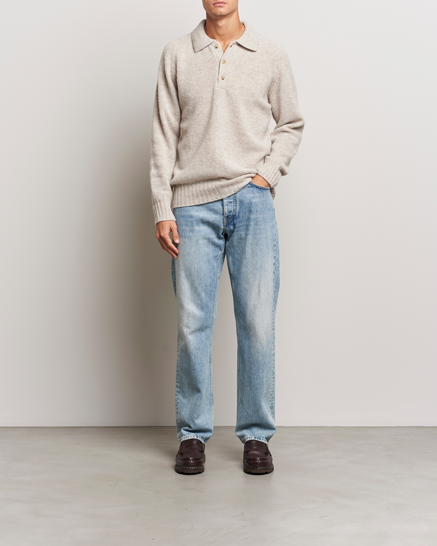Herr | Tröjor | Howlin' | Brushed Wool Polo Cosmic Latte