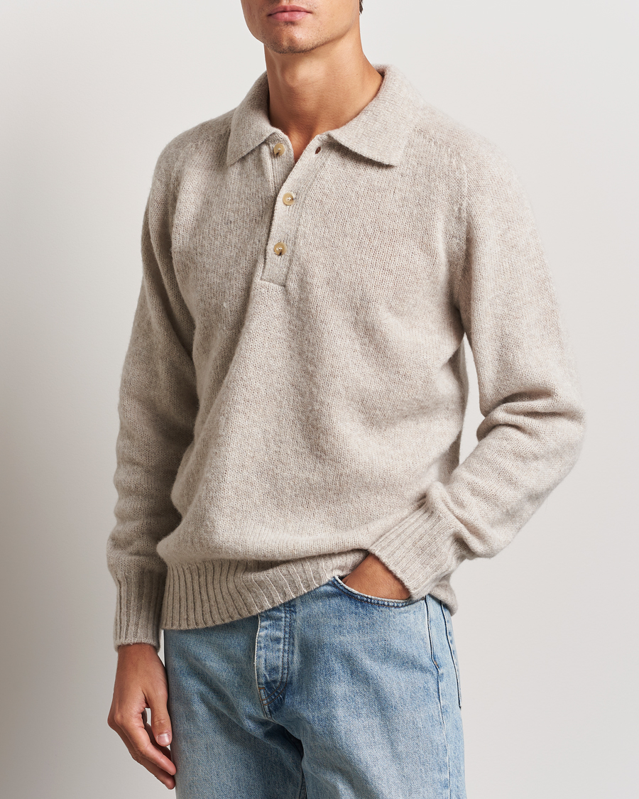 Herr | Tröjor | Howlin' | Brushed Wool Polo Cosmic Latte