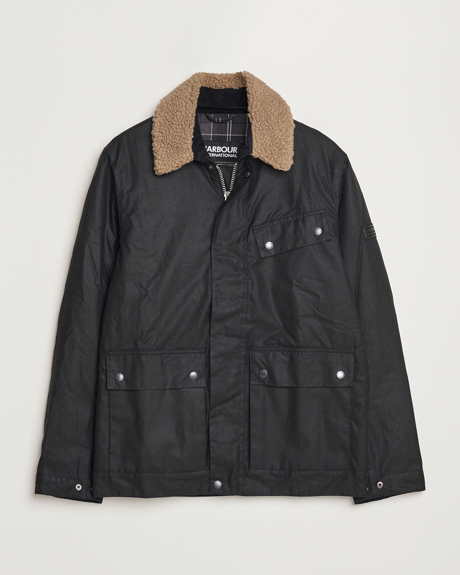 Herr | Jackor | Barbour International | Coppice Wax Sherling Collar Jacket Black