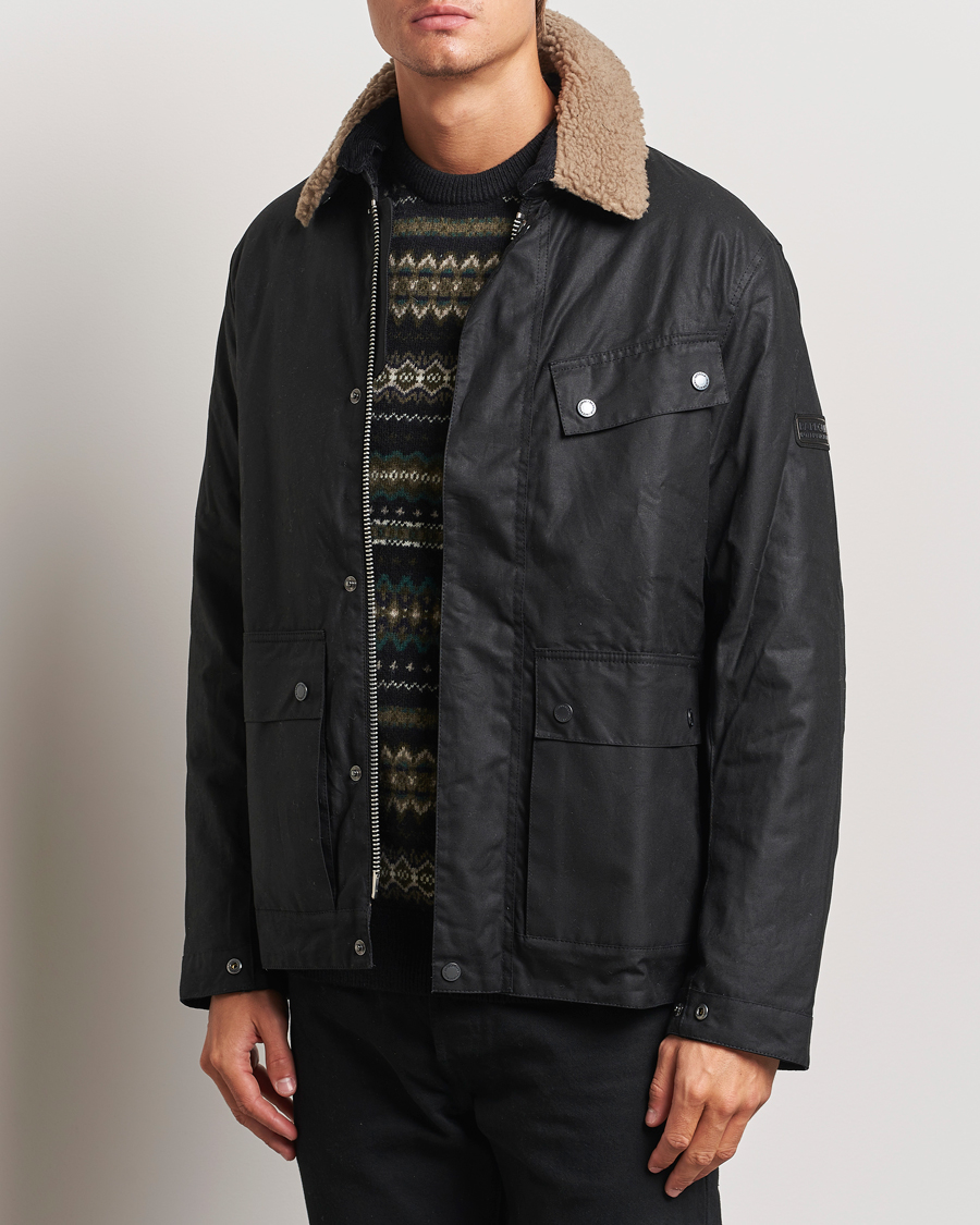 Herr | Jackor | Barbour International | Coppice Wax Sherling Collar Jacket Black