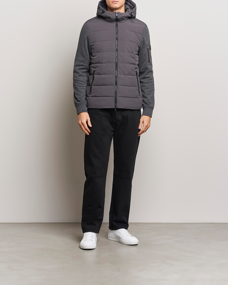 Herr | Tröjor | Barbour International | Stanley Hooded Quilted Sweat Charcoal