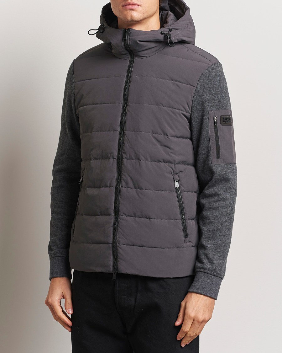 Herr | Tröjor | Barbour International | Stanley Hooded Quilted Sweat Charcoal