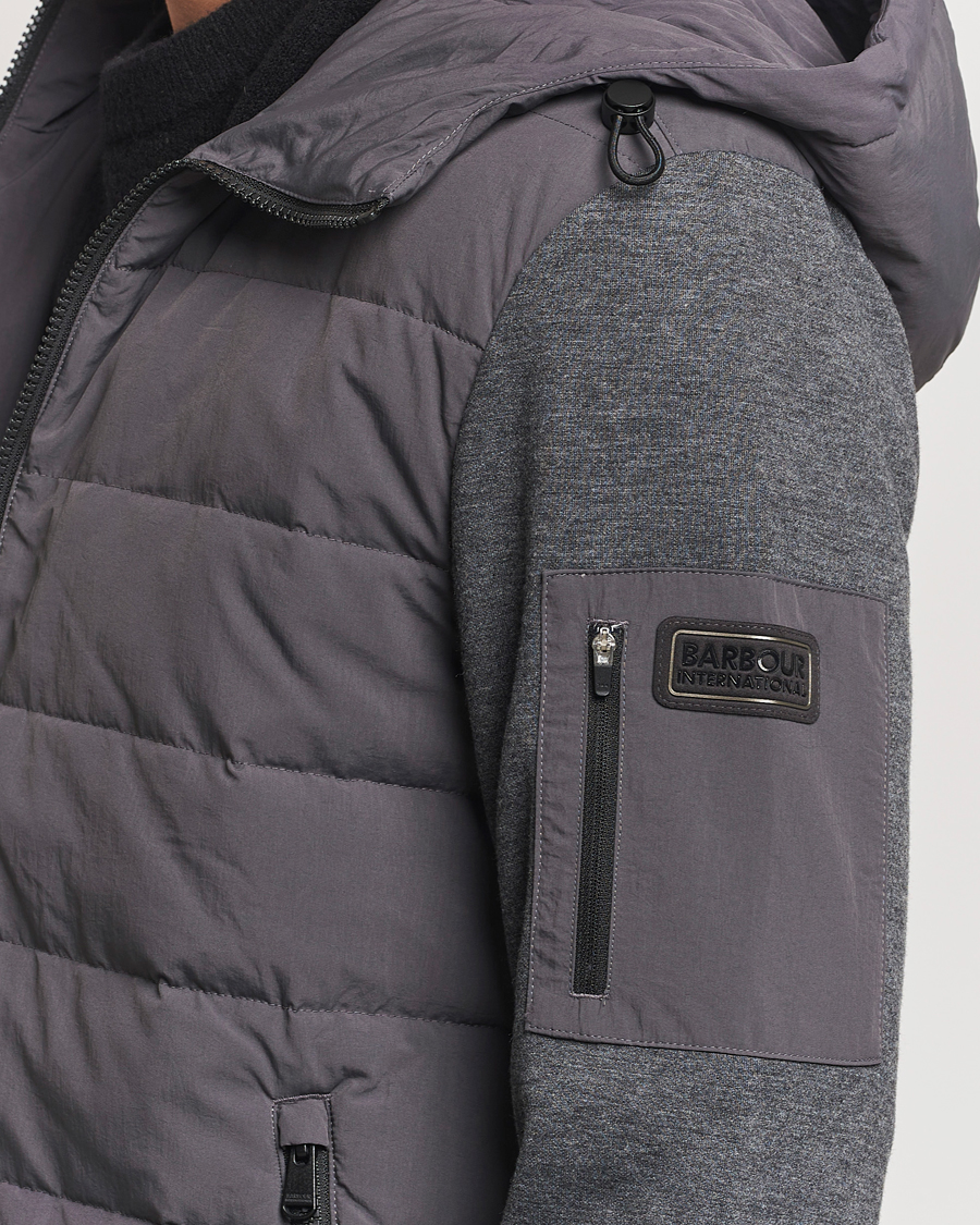 Herr | Tröjor | Barbour International | Stanley Hooded Quilted Sweat Charcoal