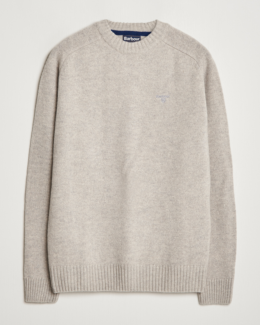 Herr | Tröjor | Barbour Lifestyle | Grangetown Lambswool Crewneck Light Grey Marl