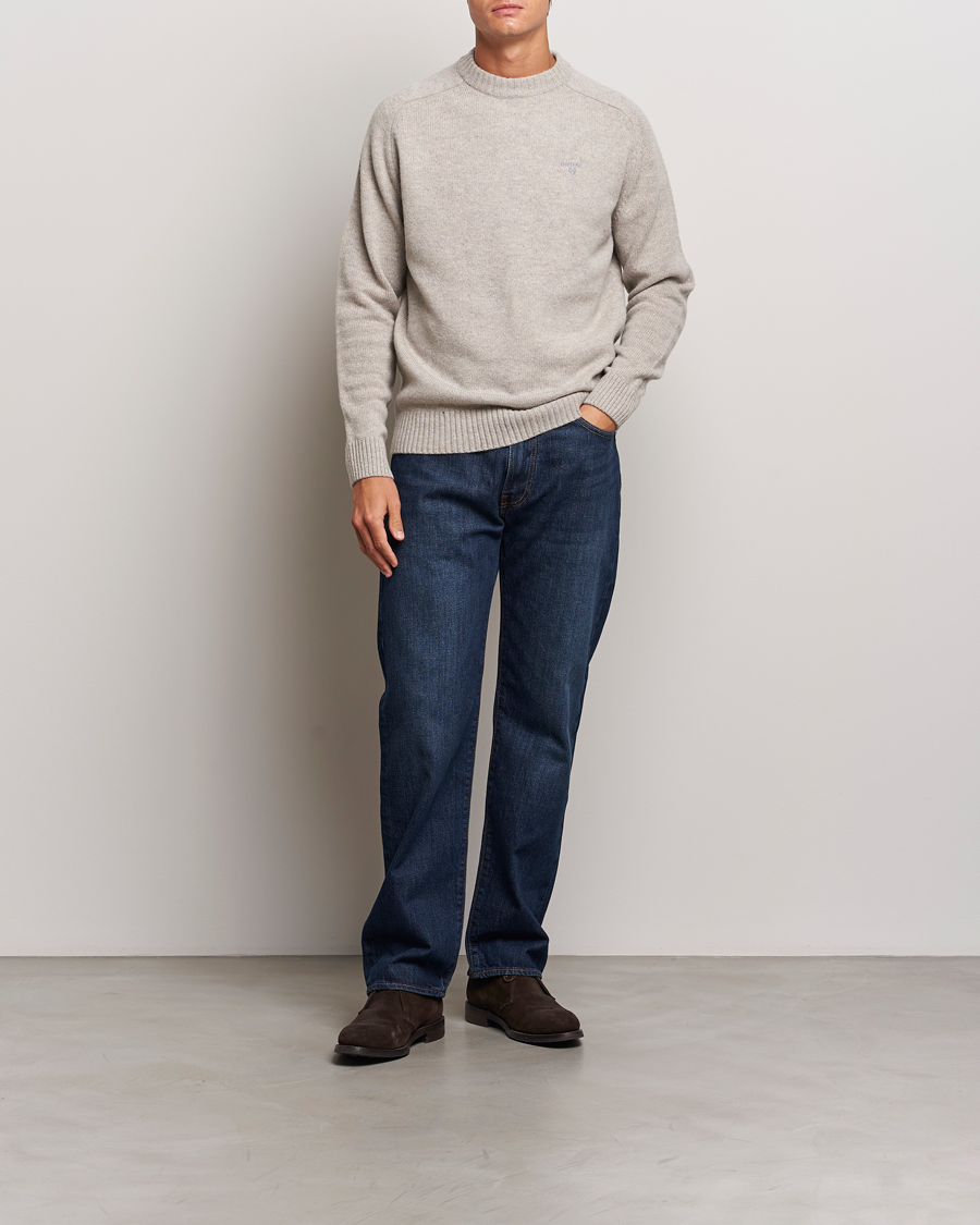 Herr | Tröjor | Barbour Lifestyle | Grangetown Lambswool Crewneck Light Grey Marl