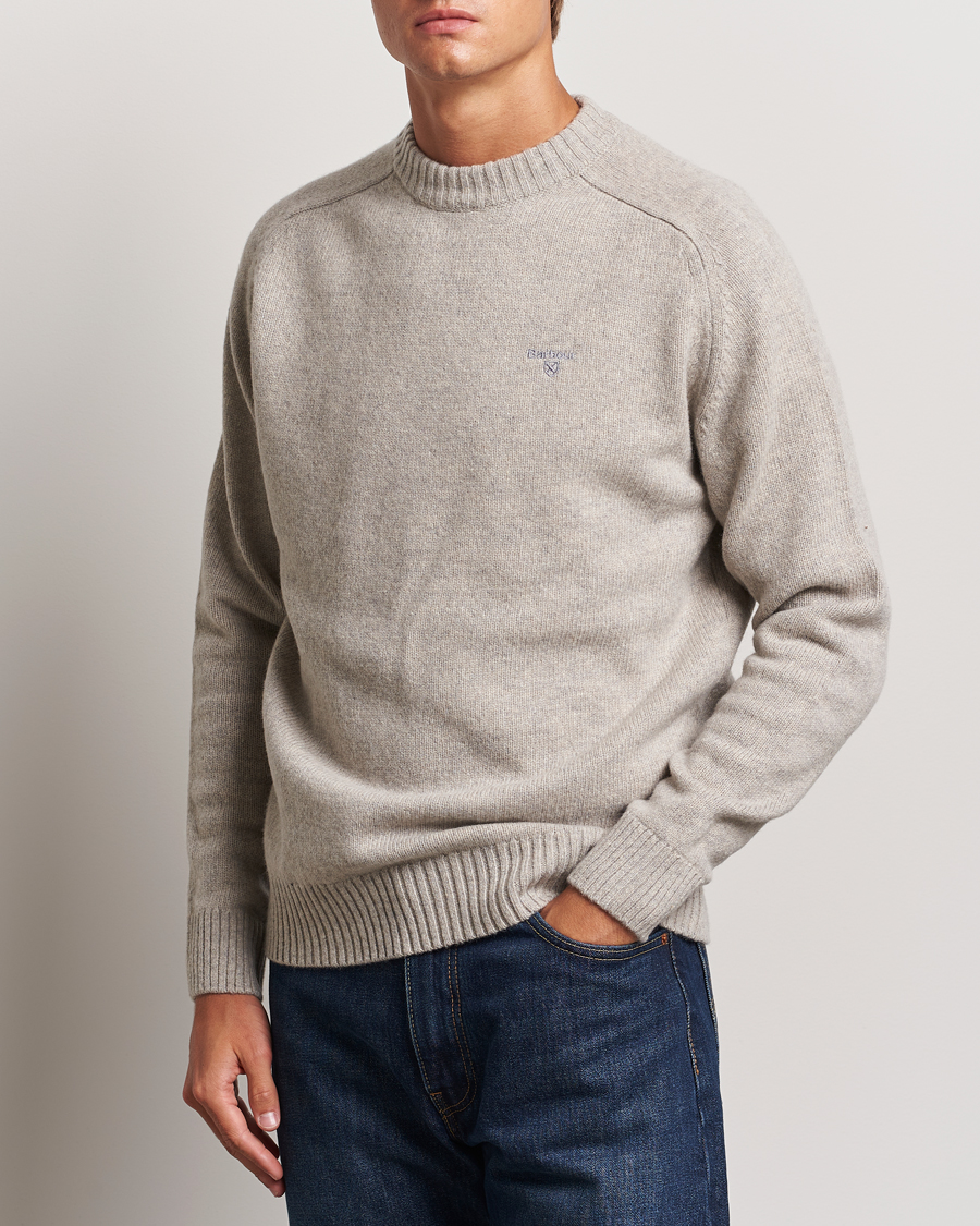 Herr | Tröjor | Barbour Lifestyle | Grangetown Lambswool Crewneck Light Grey Marl
