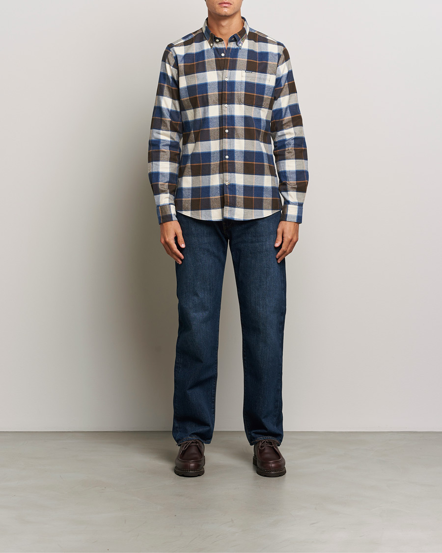 Herr | Skjortor | Barbour Lifestyle | Valley Check Flannel Shirt Ecru