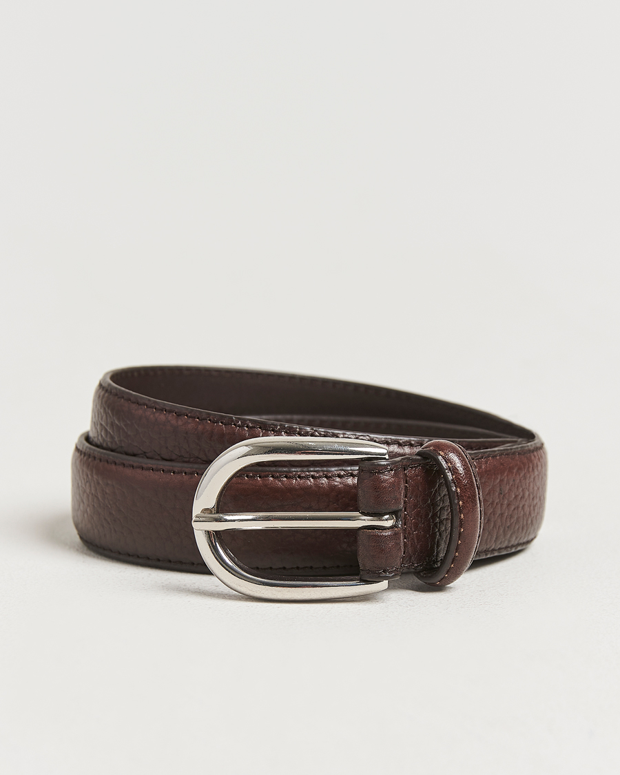 Herr | Bälten | Loake Shoemakers | Loake 1880 Harry Grained Leather Belt Dark Brown