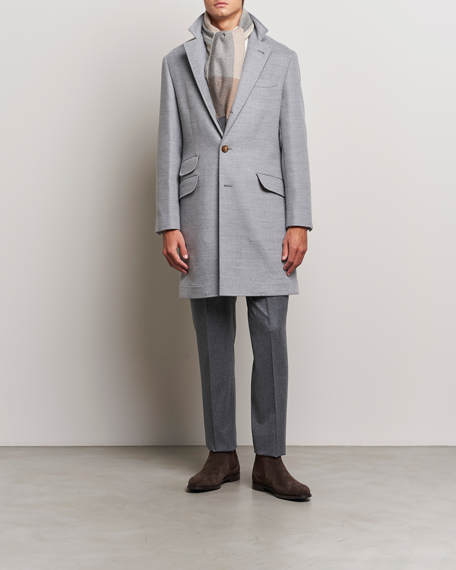 Herr | Jackor | Brunello Cucinelli | Single Breasted Beaver Wool Coat Pearl Grey