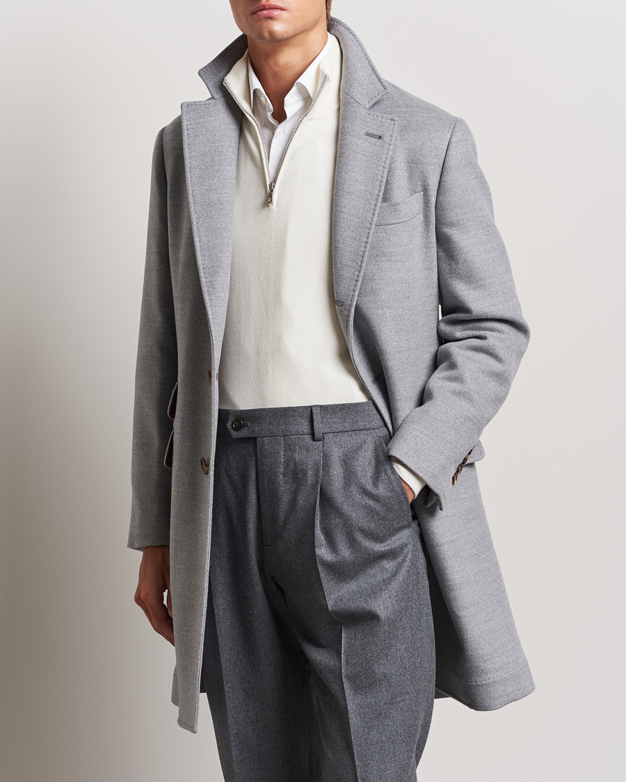 Herr | Jackor | Brunello Cucinelli | Single Breasted Beaver Wool Coat Pearl Grey