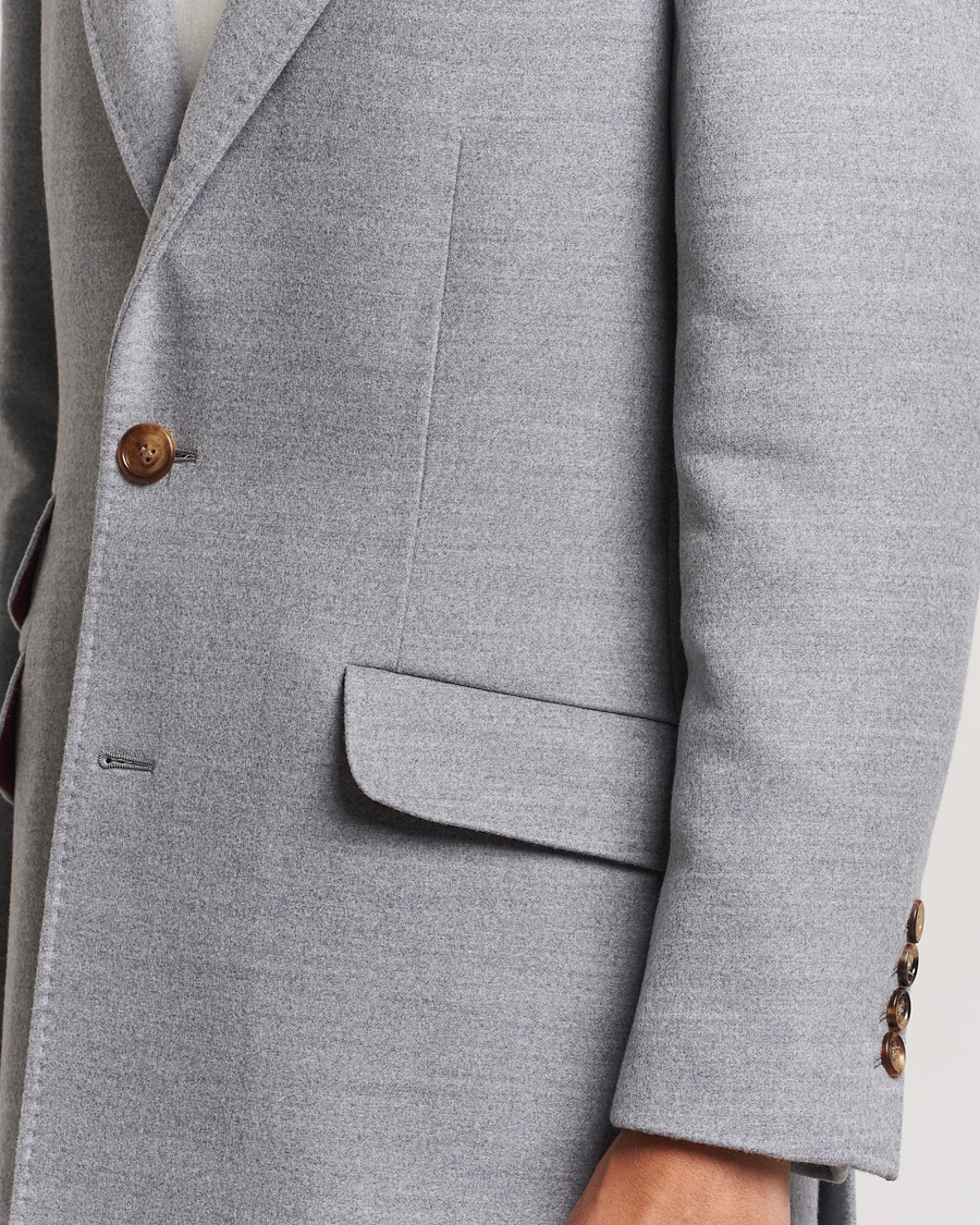 Herr | Jackor | Brunello Cucinelli | Single Breasted Beaver Wool Coat Pearl Grey