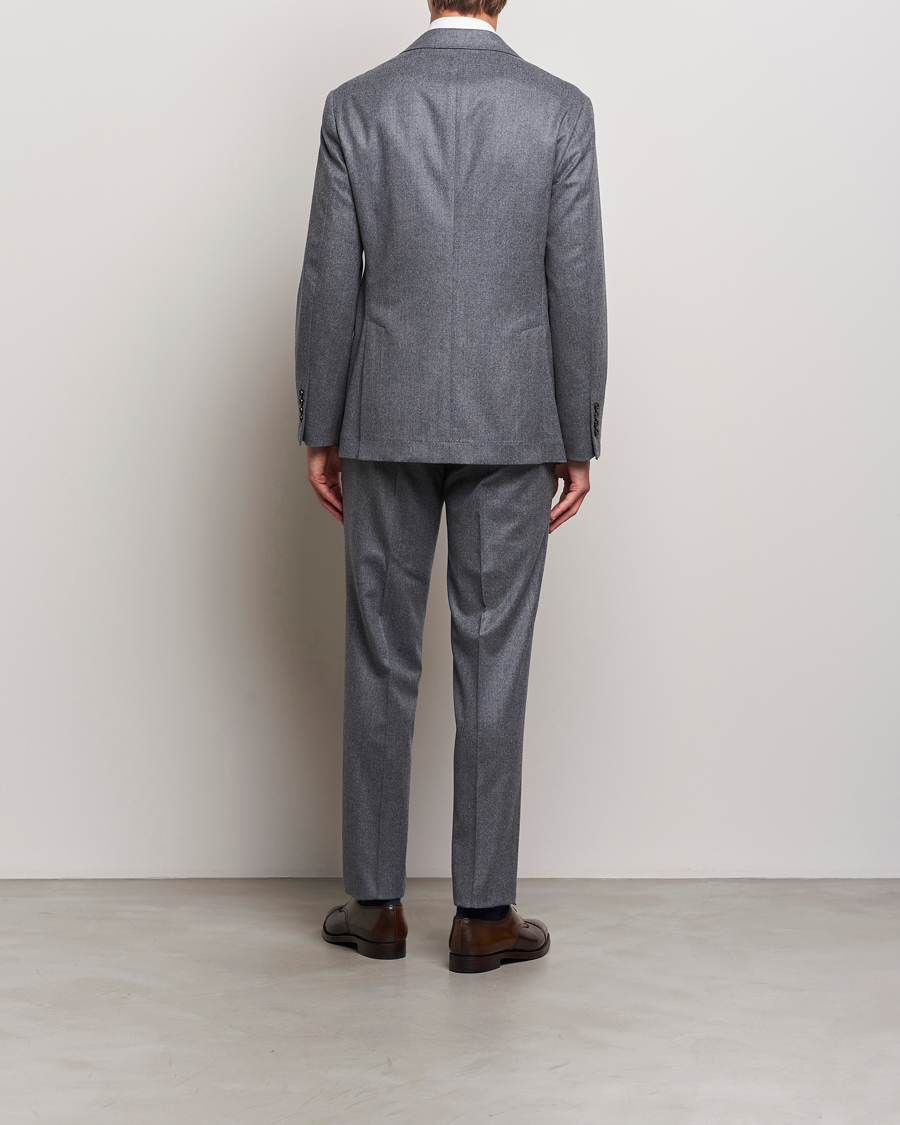 Herr | Kostymer | Brunello Cucinelli | Single Breasted Flannel Suit Grey Melange