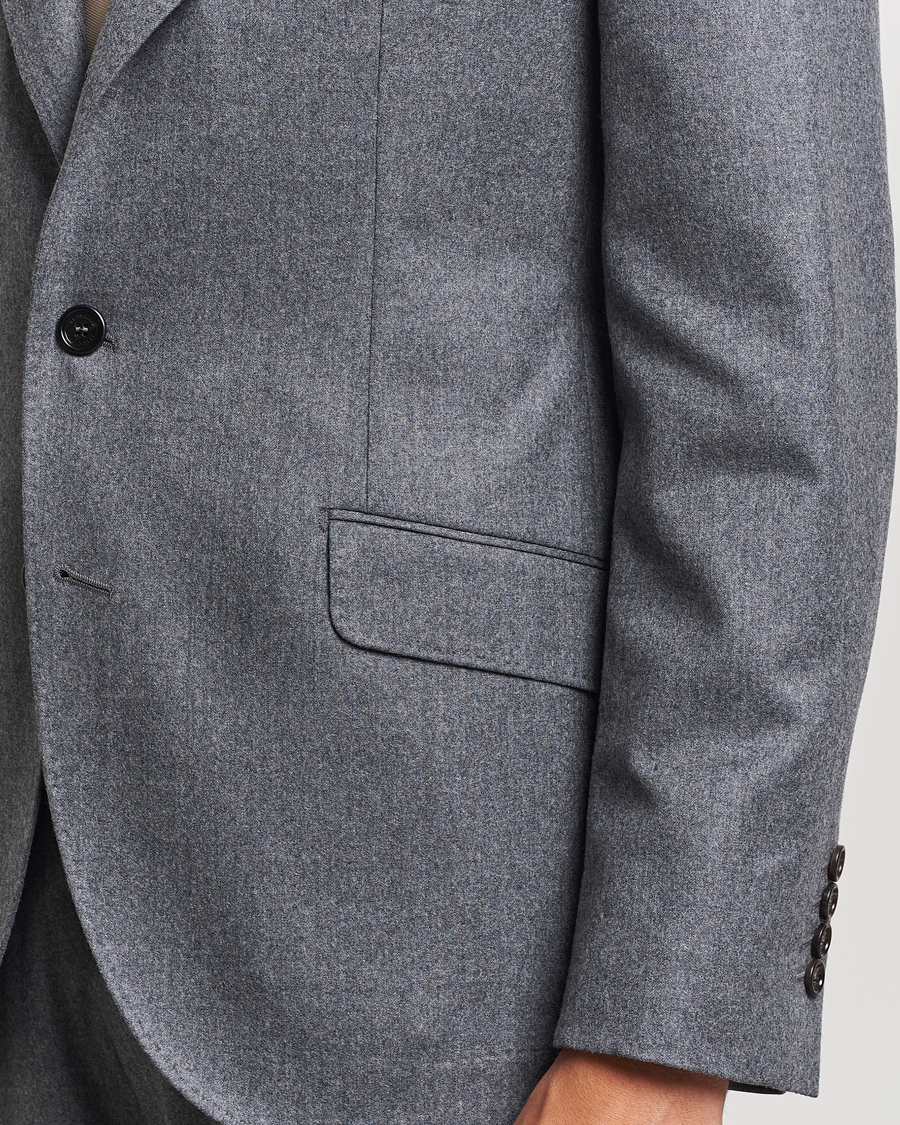 Herr | Kostymer | Brunello Cucinelli | Single Breasted Flannel Suit Grey Melange