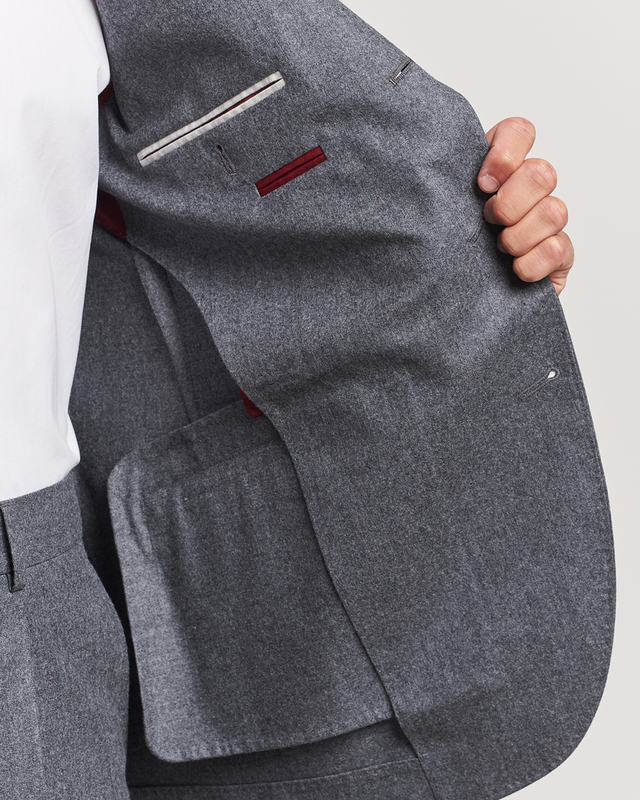 Herr | Kostymer | Brunello Cucinelli | Single Breasted Flannel Suit Grey Melange
