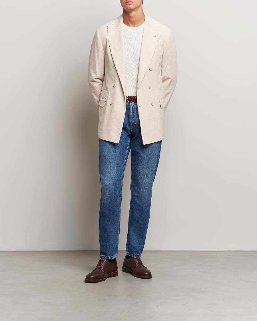 Herr | Kavajer | Brunello Cucinelli | Double Breasted Cashmere Corduroy Blazer Sand