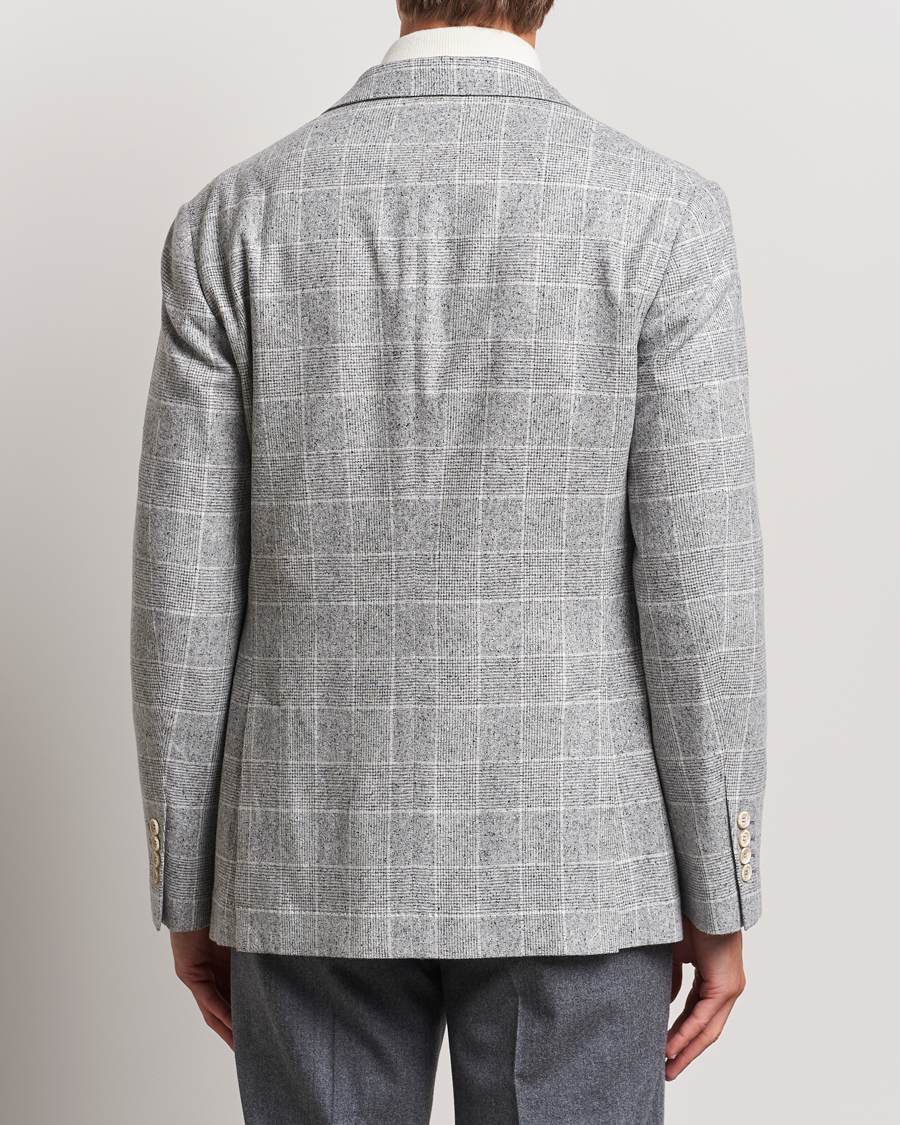 Herr | Kavajer | Brunello Cucinelli | Single Breasted Check Blazer Pearl Grey