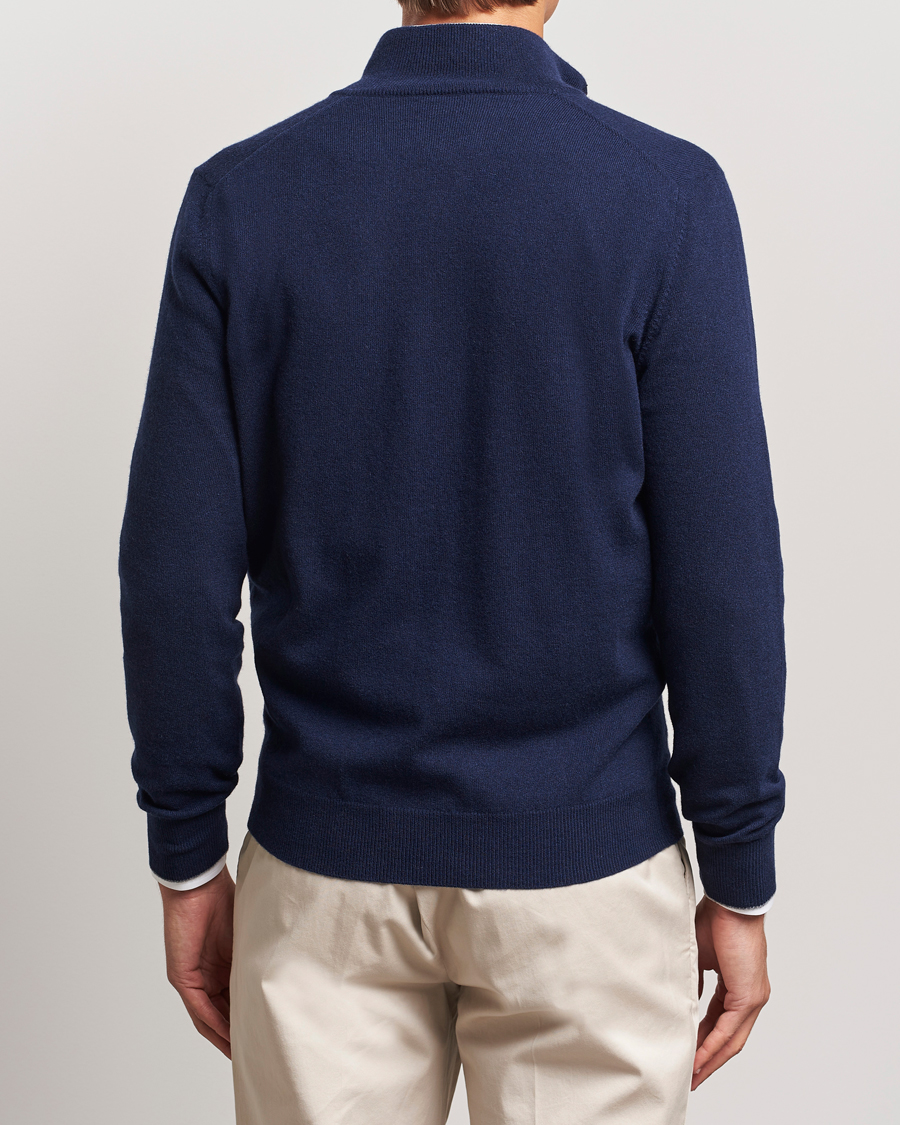 Herr | Tröjor | Brunello Cucinelli | 2 Ply Cashmere Half Zip Navy