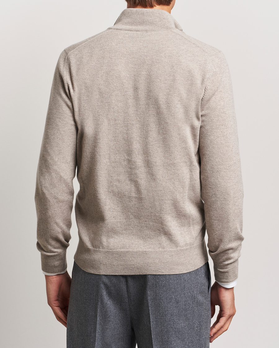 Herr | Tröjor | Brunello Cucinelli | 2 Ply Cashmere Half Zip Beige
