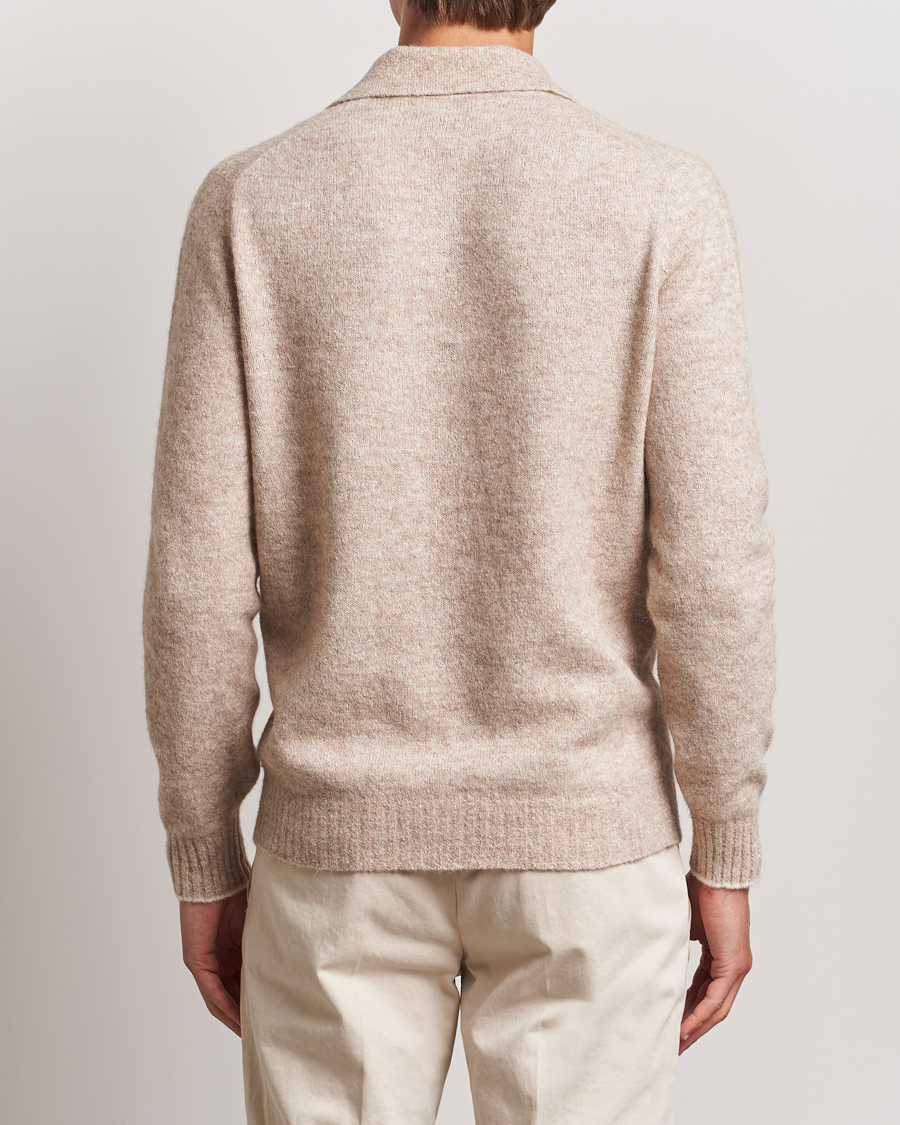 Herr | Tröjor | Brunello Cucinelli | Alpaca Wool Long Sleeve Polo Light Beige